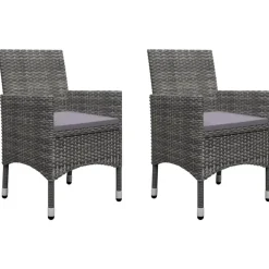 Bistro- & Balkonsets-vidaXL - Bistroset - Grijs - Poly rattan en gehard glas - 3 stuks