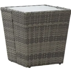 Bistro- & Balkonsets-vidaXL - Bistroset - Grijs - Poly rattan en gehard glas - 3 stuks