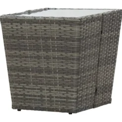 Bistro- & Balkonsets-vidaXL - Bistroset - Grijs - Poly rattan en gehard glas - 3 stuks