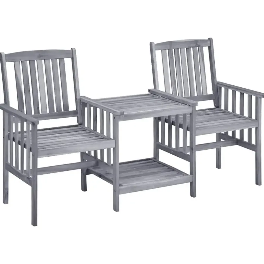 vidaXL - Bistroset - Grijs - Hout - 159x61x92 cm