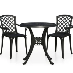 vidaXL - Bistroset - Zwart - Aluminium