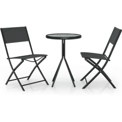 vidaXL - Bistroset - Zwart - Staal - 3 stuks