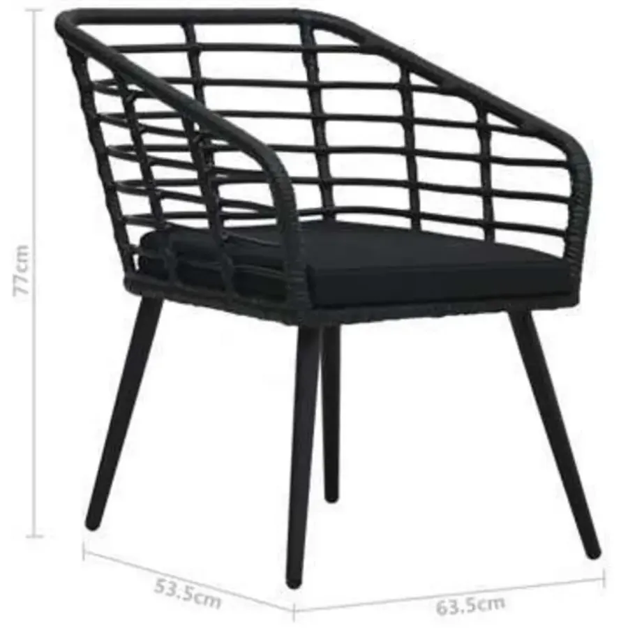 vidaXL - Bistroset - Zwart - Poly rattan