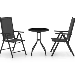 vidaXL - Bistroset - Zwart - Aluminium