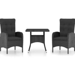 vidaXL - Bistroset - Zwart - Poly rattan