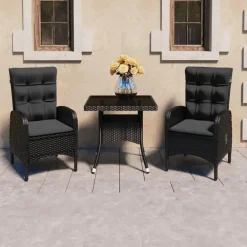vidaXL - Bistroset - Zwart - Poly rattan