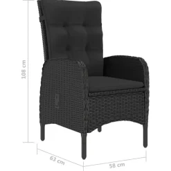 vidaXL - Bistroset - Zwart - Poly rattan