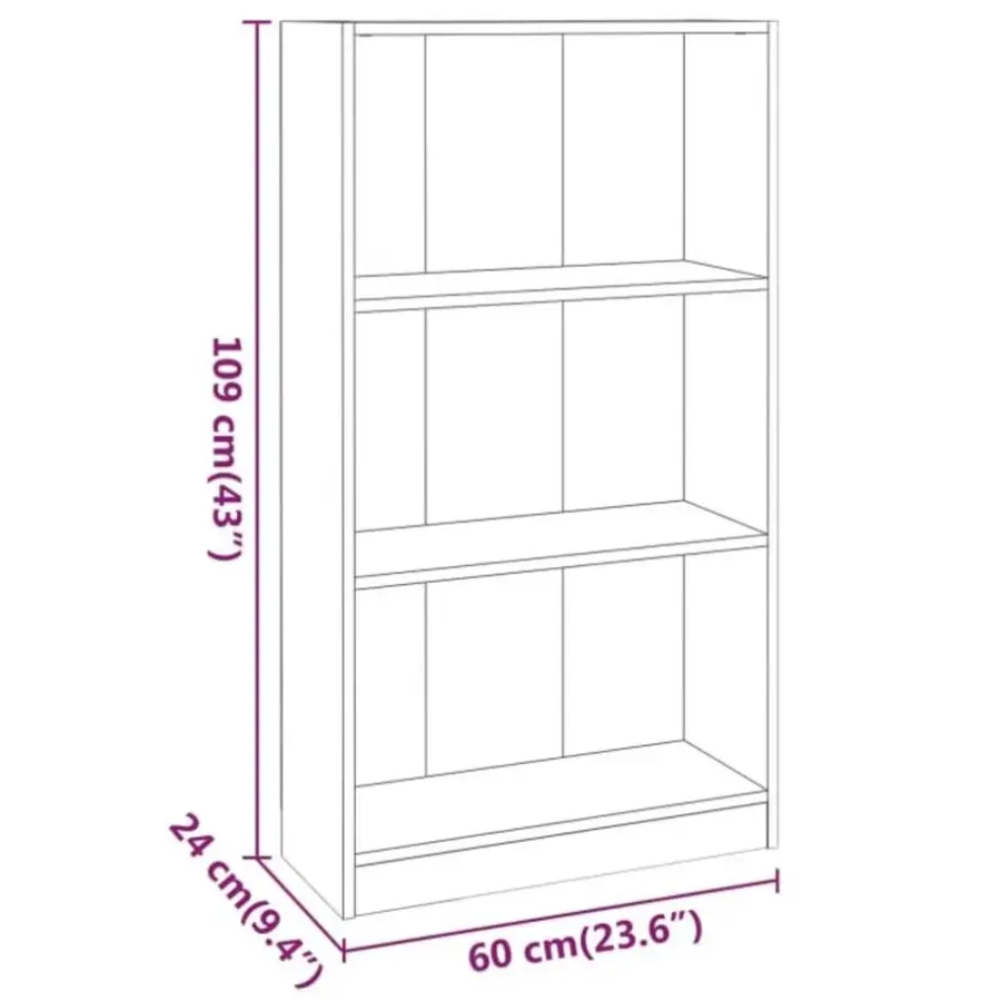 Boekenkasten|Boekenkasten-vidaXL - Boekenkast - Bruin - Bewerkt hout - 60 x 24 x 109 cm