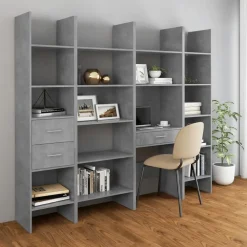 Boekenkasten|Boekenkasten-vidaXL - Boekenkast - Grijs - Bewerkt hout