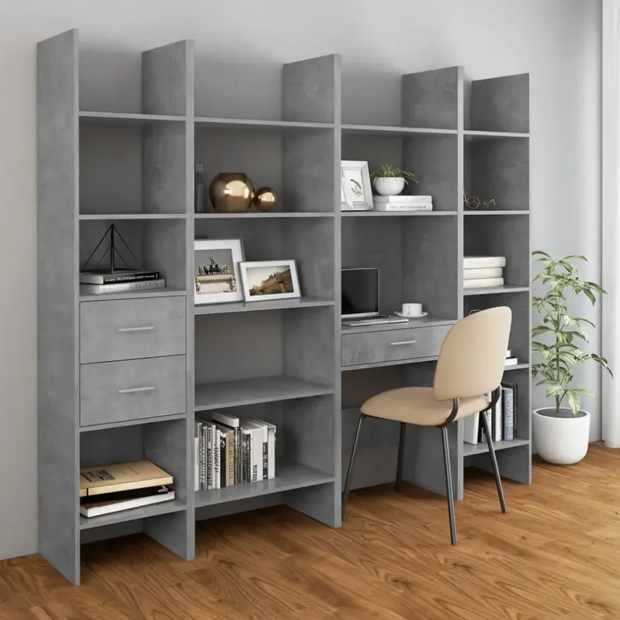 Boekenkasten|Boekenkasten-vidaXL - Boekenkast - Grijs - Bewerkt hout