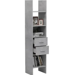 Boekenkasten|Boekenkasten-vidaXL - Boekenkast - Grijs - Bewerkt hout