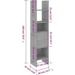 Boekenkasten|Boekenkasten-vidaXL - Boekenkast - Grijs - Bewerkt hout