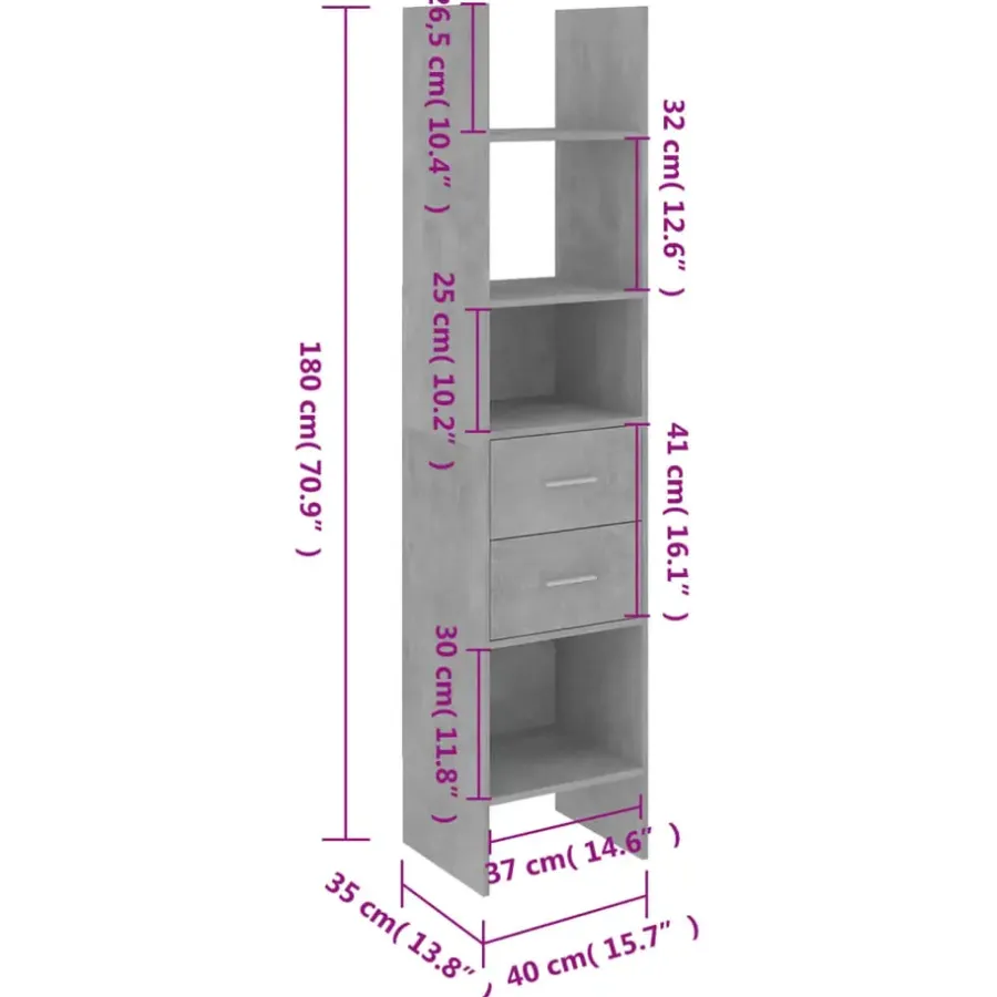 Boekenkasten|Boekenkasten-vidaXL - Boekenkast - Grijs - Bewerkt hout