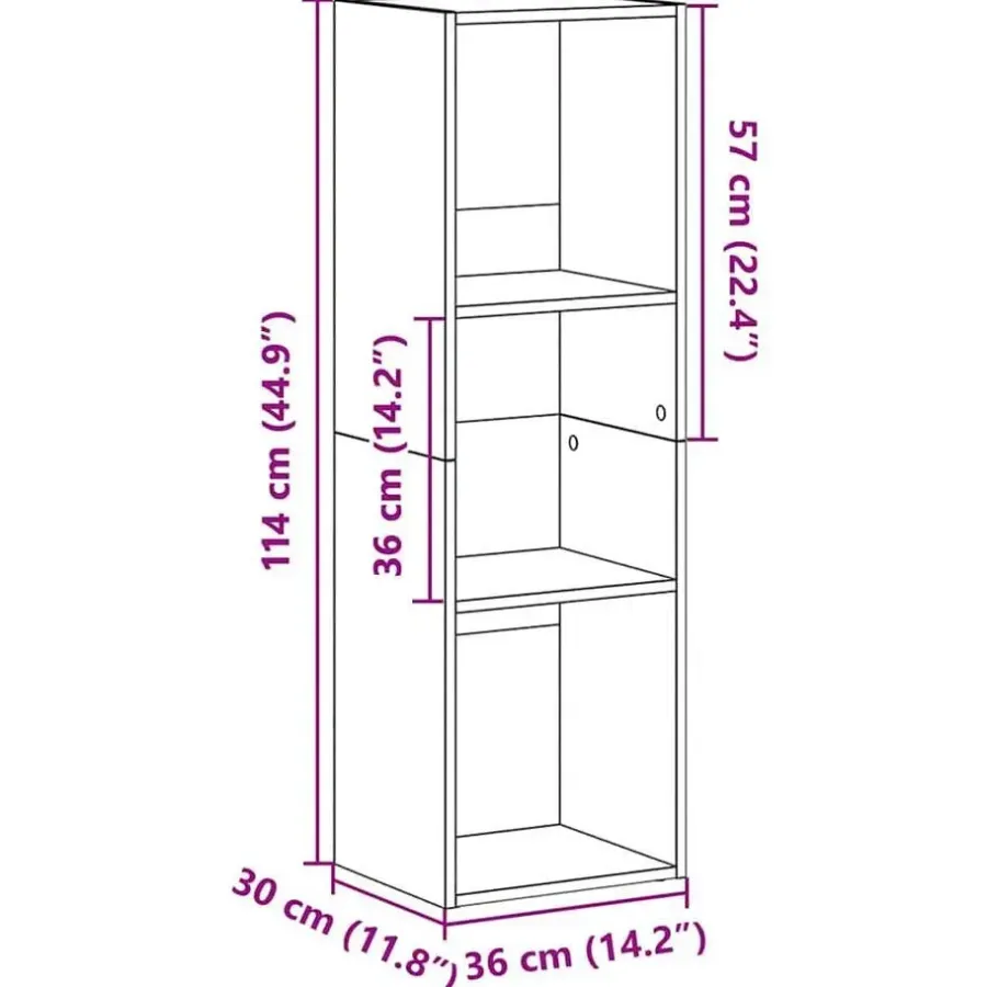 vidaXL - Boekenkast - Grijs - Bewerkt hout