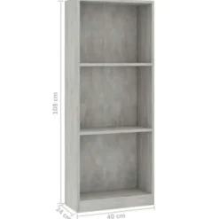 Boekenkasten|Boekenkasten-vidaXL - Boekenkast - Grijs - Bewerkt hout - 40 x 24 x 109 cm