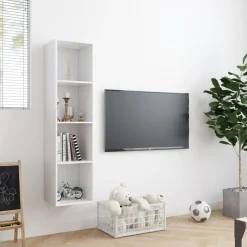 Wandrekken-vidaXL - Boekenkast - Wit - Bewerkt hout