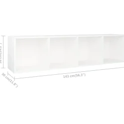 vidaXL - Boekenkast - Wit - Bewerkt hout - 36 x 30 x 143 cm