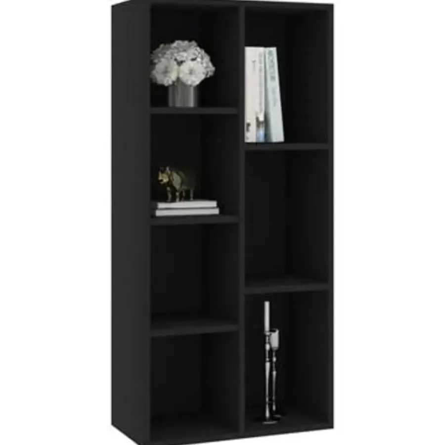 Boekenkasten|Boekenkasten-vidaXL - Boekenkast - Zwart - Bewerkt hout