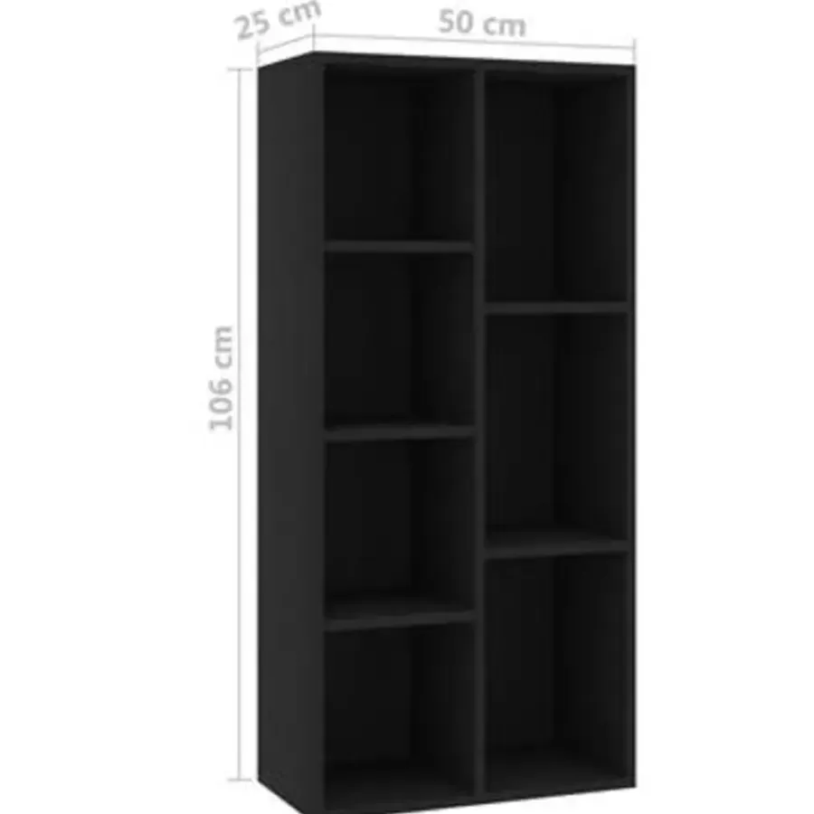 Boekenkasten|Boekenkasten-vidaXL - Boekenkast - Zwart - Bewerkt hout