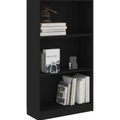 Boekenkasten|Boekenkasten-vidaXL - Boekenkast - Zwart - Bewerkt hout - 60 x 24 x 109 cm