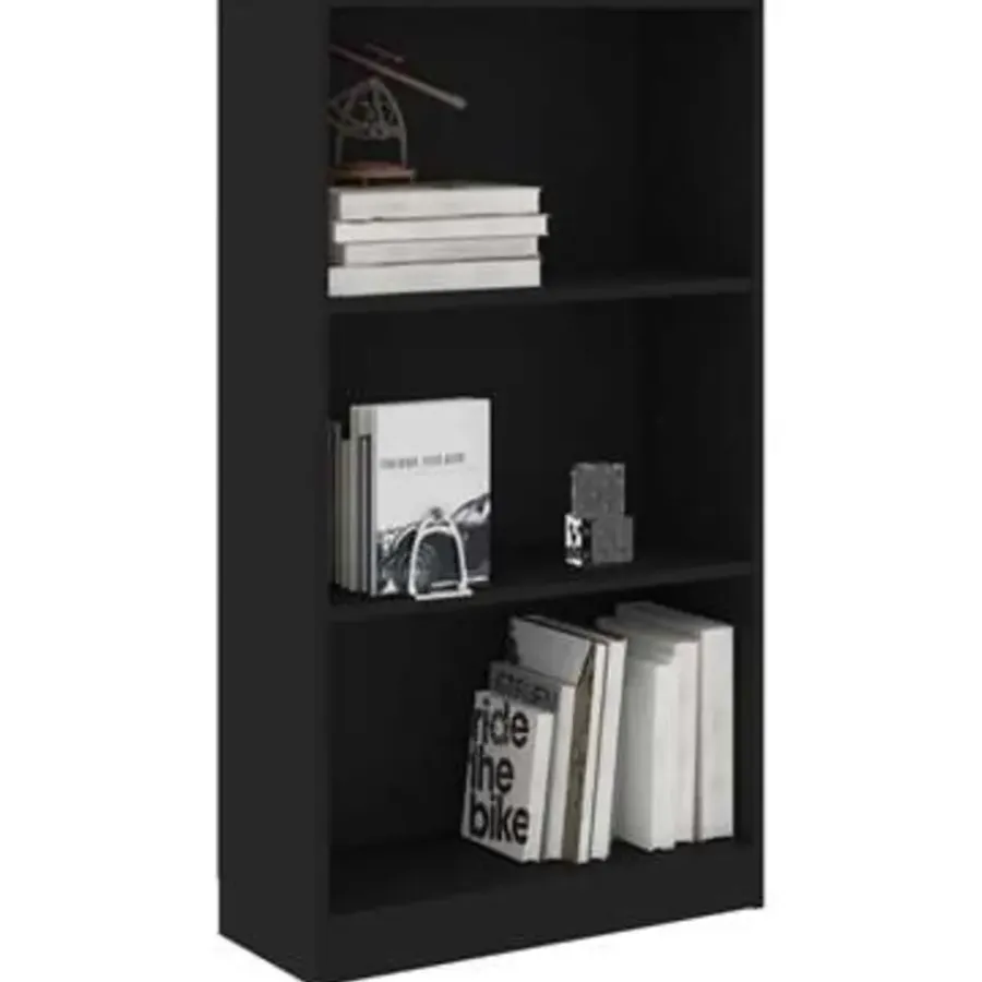 Boekenkasten|Boekenkasten-vidaXL - Boekenkast - Zwart - Bewerkt hout - 60 x 24 x 109 cm