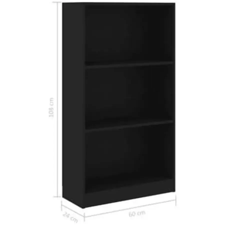 Boekenkasten|Boekenkasten-vidaXL - Boekenkast - Zwart - Bewerkt hout - 60 x 24 x 109 cm