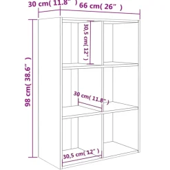 vidaXL - Boekenkast - Zwart - Bewerkt hout - 66 x 30 x 98 cm