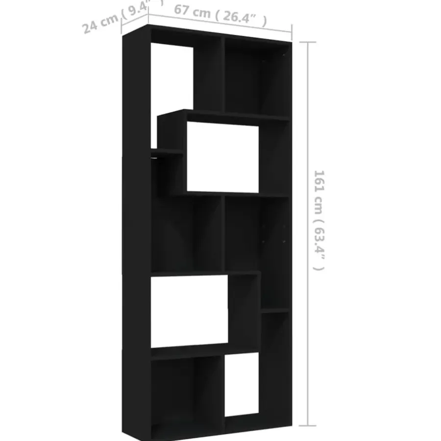 Boekenkasten|Boekenkasten-vidaXL - Boekenkast - Zwart - Bewerkt hout