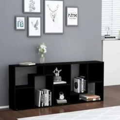 Boekenkasten|Boekenkasten-vidaXL - Boekenkast - Zwart - Bewerkt hout