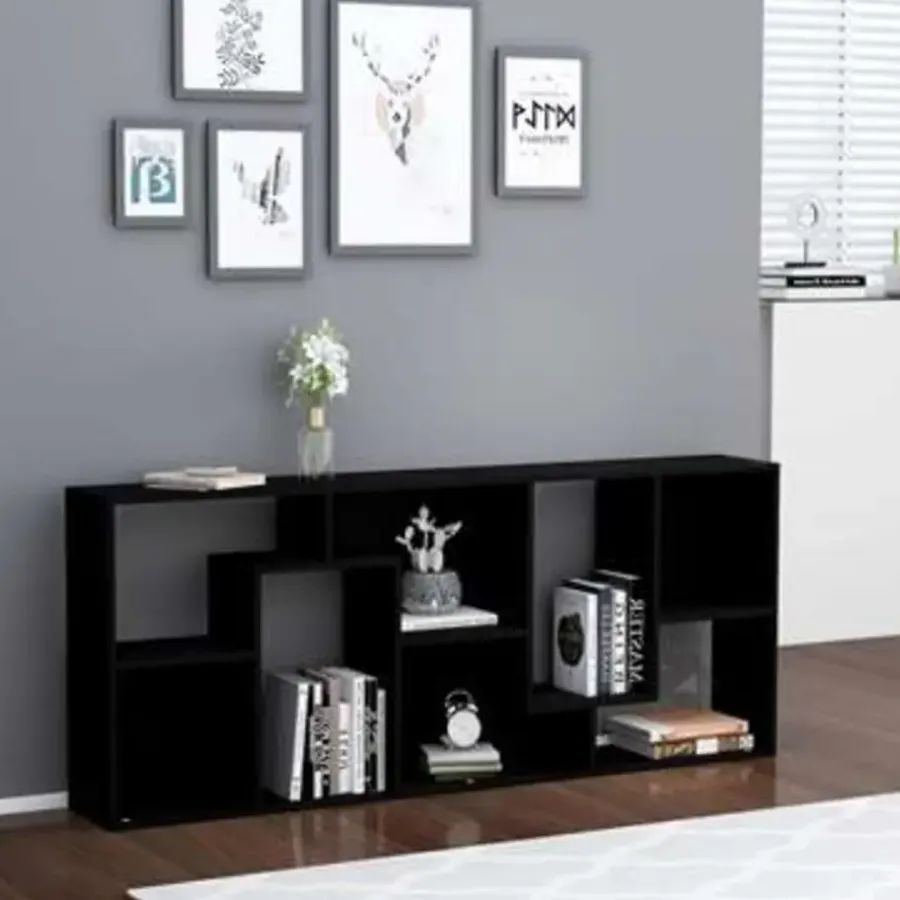 Boekenkasten|Boekenkasten-vidaXL - Boekenkast - Zwart - Bewerkt hout
