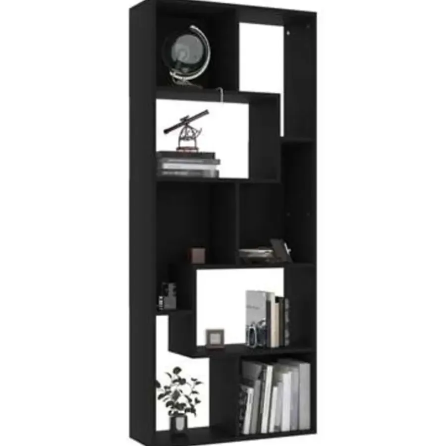 Boekenkasten|Boekenkasten-vidaXL - Boekenkast - Zwart - Bewerkt hout
