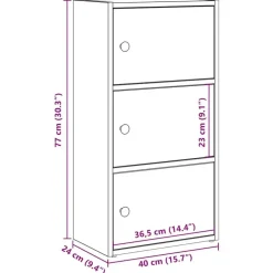Boekenkasten|Boekenkasten-vidaXL - Boekenkast met 3 deuren voor woonkamers - Zwart - Hout - 40x24x77 cm