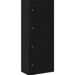Boekenkasten|Boekenkasten-vidaXL - Boekenkast met 4 deuren voor woonkamers - Zwart - Hout - 40x24x102 cm