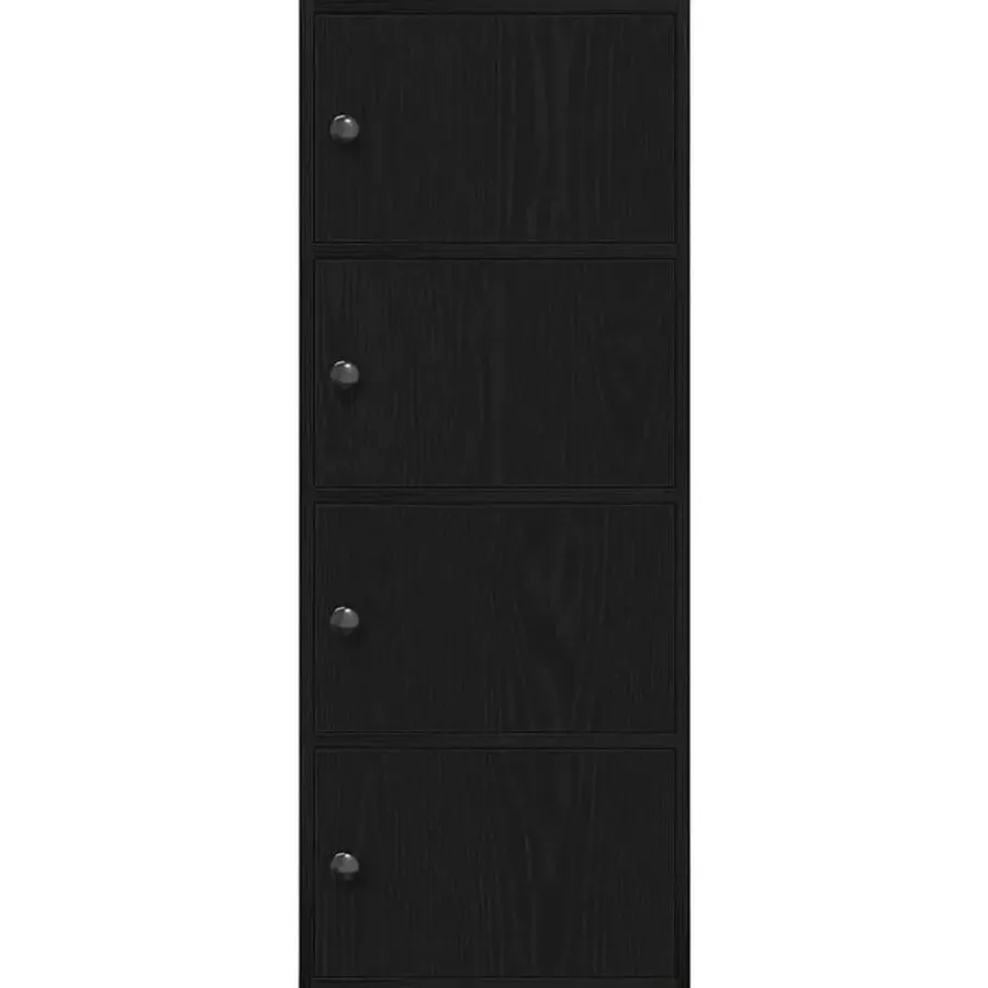 Boekenkasten|Boekenkasten-vidaXL - Boekenkast met 4 deuren voor woonkamers - Zwart - Hout - 40x24x102 cm