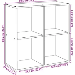 Boekenkasten|Boekenkasten-vidaXL - Boekenkast met 4 open vakken voor woonkamers - Wit -69.5x29x69.5 cm