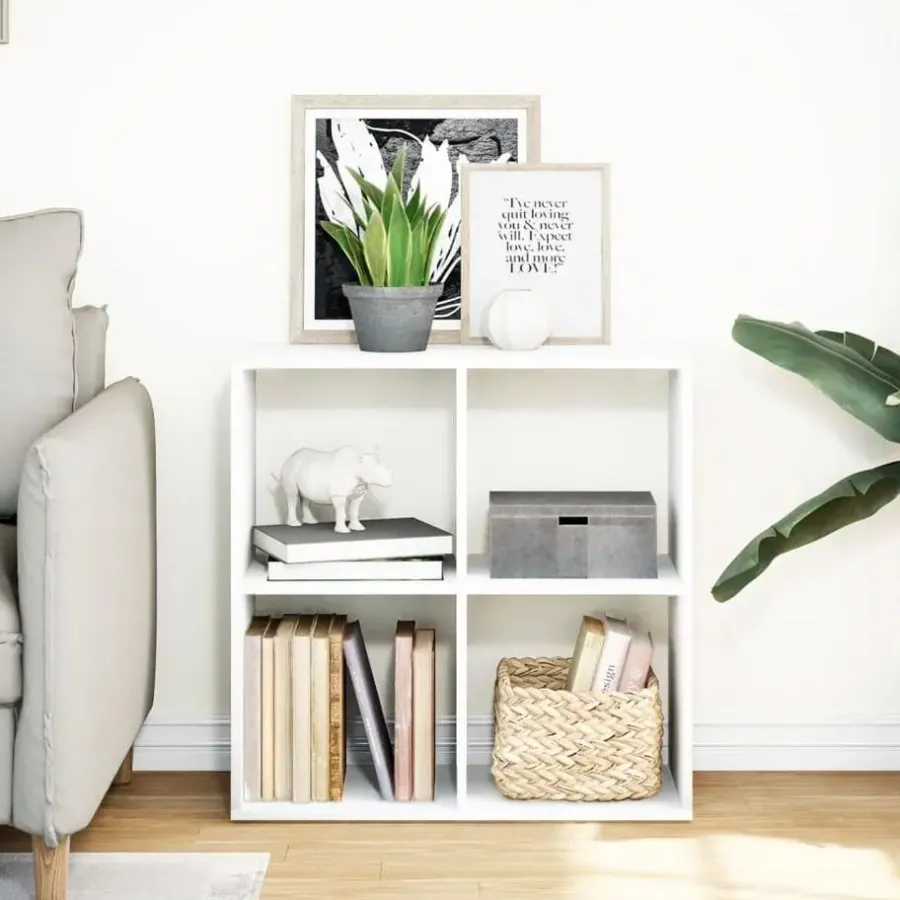 Boekenkasten|Boekenkasten-vidaXL - Boekenkast met 4 open vakken voor woonkamers - Wit -69.5x29x69.5 cm