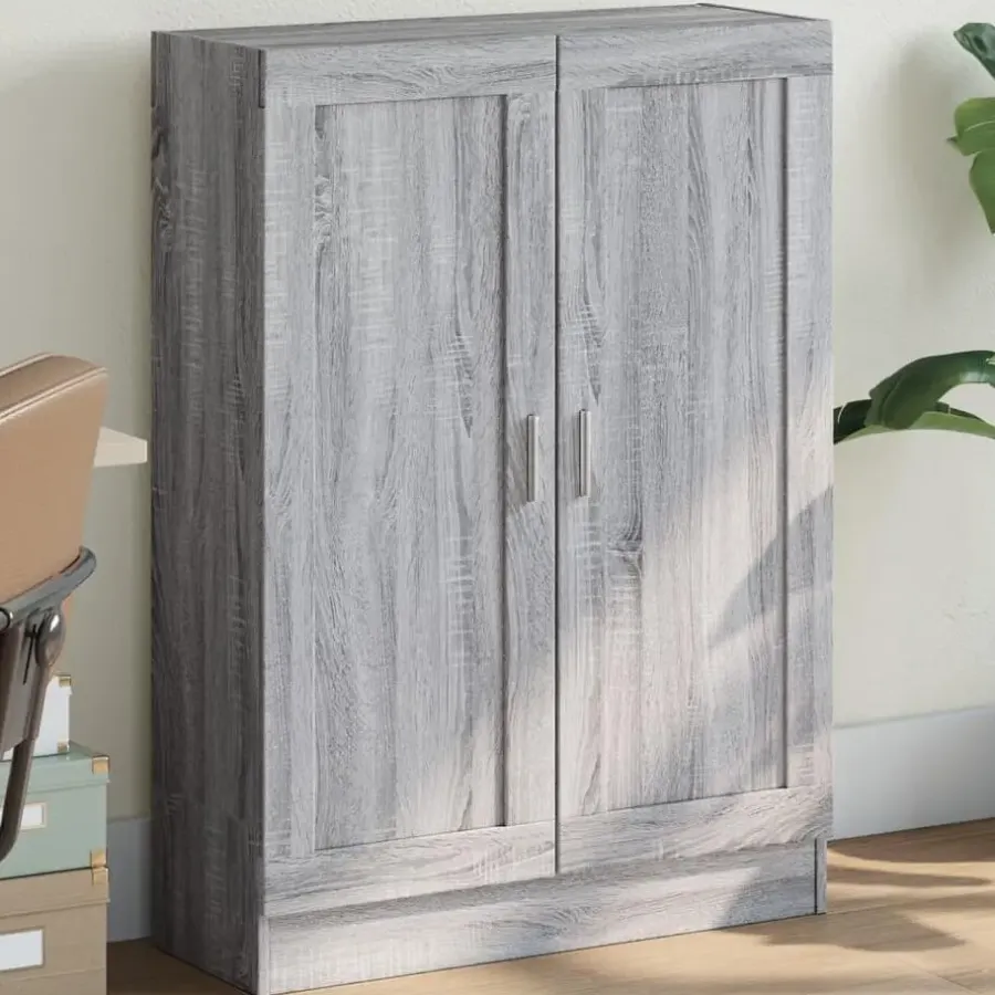 Boekenkasten|Boekenkasten-vidaXL - Boekenkast met 2 plakken en 2 deuren - Grijs sonoma - 82.5x30.5x115 cm