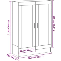 Boekenkasten|Boekenkasten-vidaXL - Boekenkast met 2 plakken en 2 deuren - Grijs sonoma - 82.5x30.5x115 cm