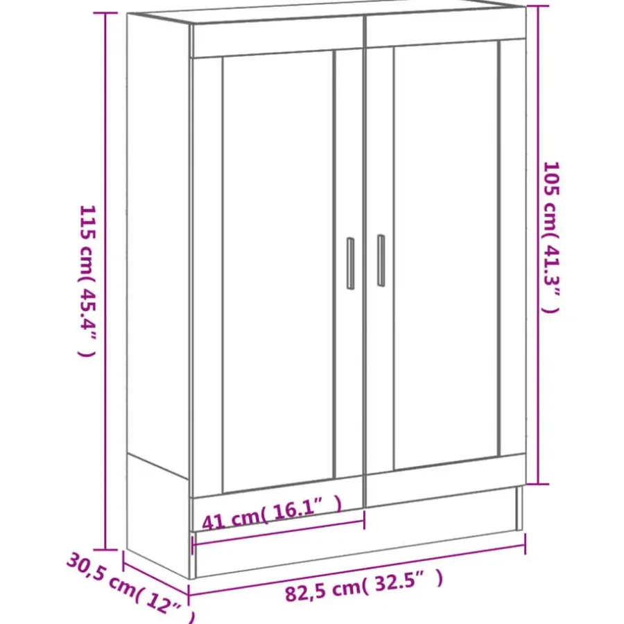 Boekenkasten|Boekenkasten-vidaXL - Boekenkast met 2 plakken en 2 deuren - Grijs sonoma - 82.5x30.5x115 cm