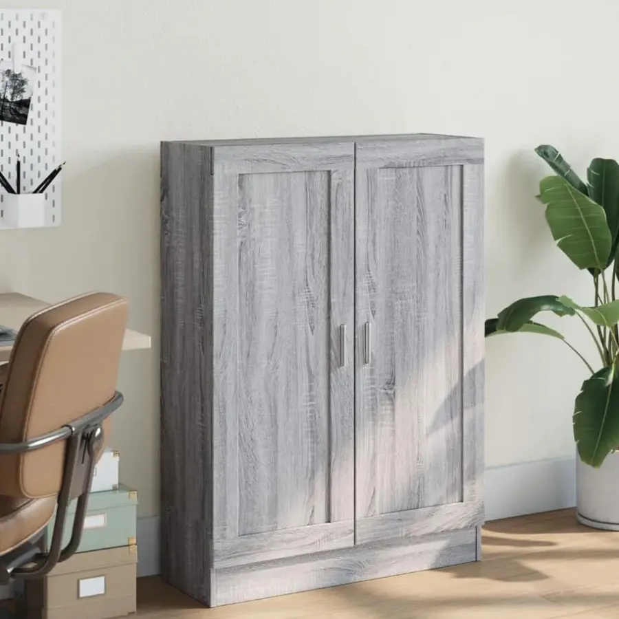 Boekenkasten|Boekenkasten-vidaXL - Boekenkast met 2 plakken en 2 deuren - Grijs sonoma - 82.5x30.5x115 cm