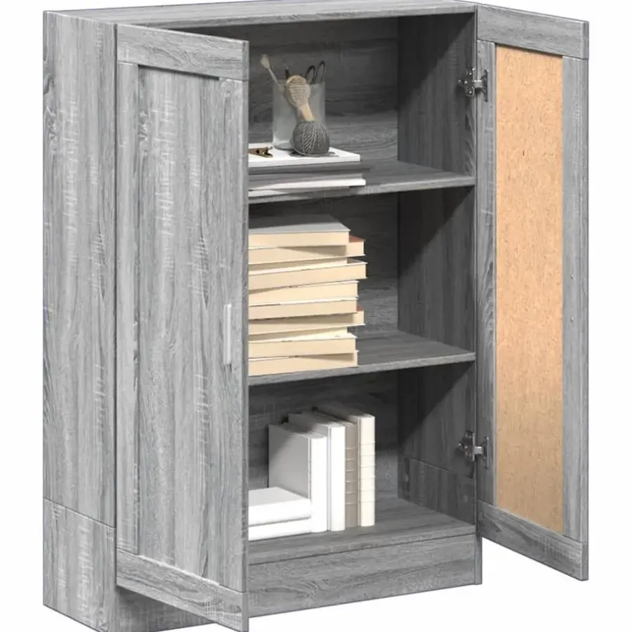 Boekenkasten|Boekenkasten-vidaXL - Boekenkast met 2 plakken en 2 deuren - Grijs sonoma - 82.5x30.5x115 cm