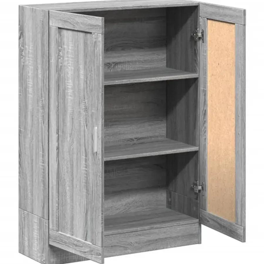Boekenkasten|Boekenkasten-vidaXL - Boekenkast met 2 plakken en 2 deuren - Grijs sonoma - 82.5x30.5x115 cm