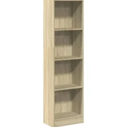 Boekenkasten|Boekenkasten-vidaXL - Boekenkast met 4 vakken - Sonoma eiken - Bewerkt hout - 40x24x143 cm