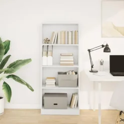 vidaXL - Boekenkast met 4 vakken voor kantoor - Wit - Hout - 60x24x143 cm