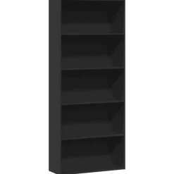 vidaXL - Boekenkast met 5 vakken voor kantoor - Zwart - Hout - 80x30x189 cm