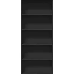 vidaXL - Boekenkast met 5 vakken voor kantoor - Zwart - Hout - 80x30x189 cm