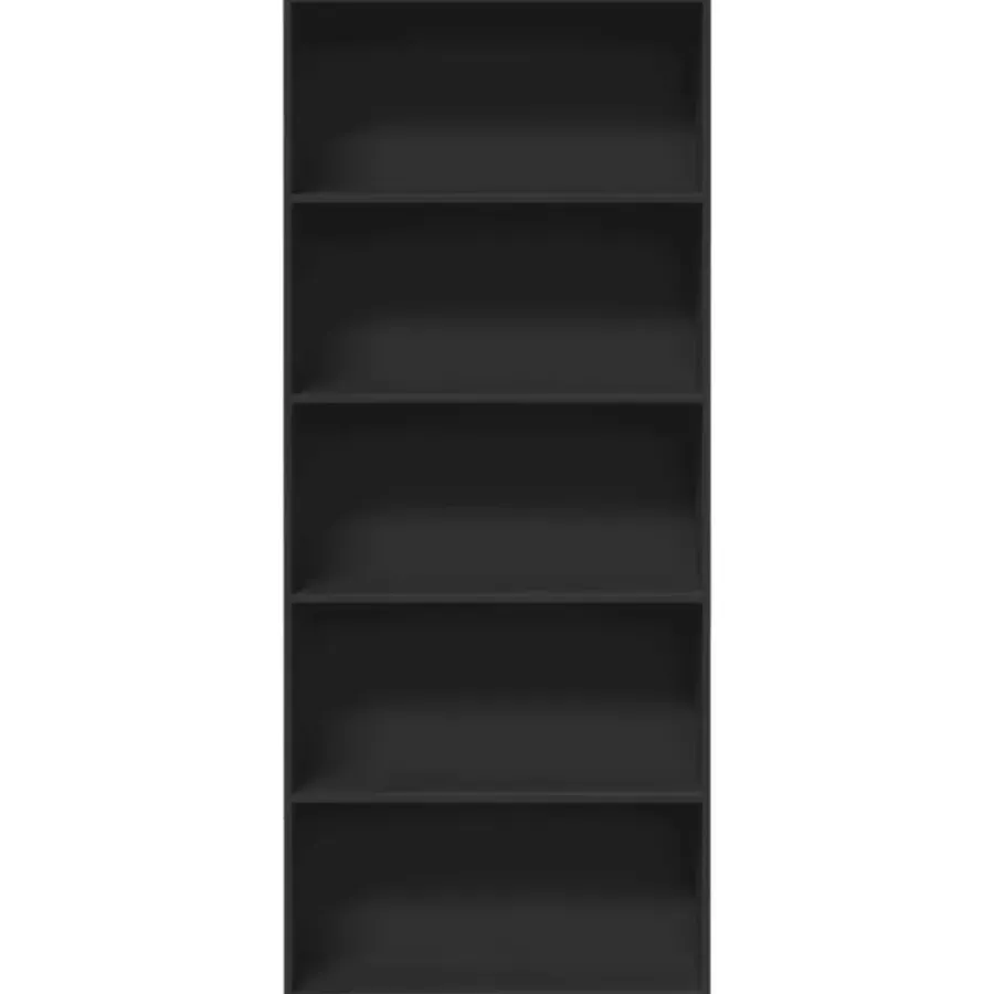 vidaXL - Boekenkast met 5 vakken voor kantoor - Zwart - Hout - 80x30x189 cm