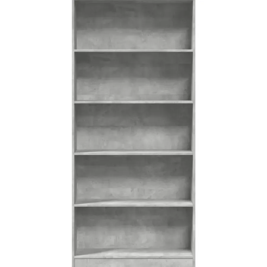 vidaXL - Boekenkast met 5 vakken - Betongrijs - Bewerkt hout - 80x24x176 cm