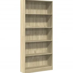 Boekenkasten|Boekenkasten-vidaXL - Boekenkast met 5 vakken - Sonoma eiken - Bewerkt hout - 80x24x176 cm