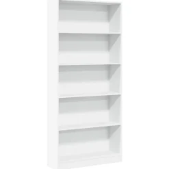 Boekenkasten|Boekenkasten-vidaXL - Boekenkast met 5 vakken - Wit - Bewerkt hout - 80x24x176 cm